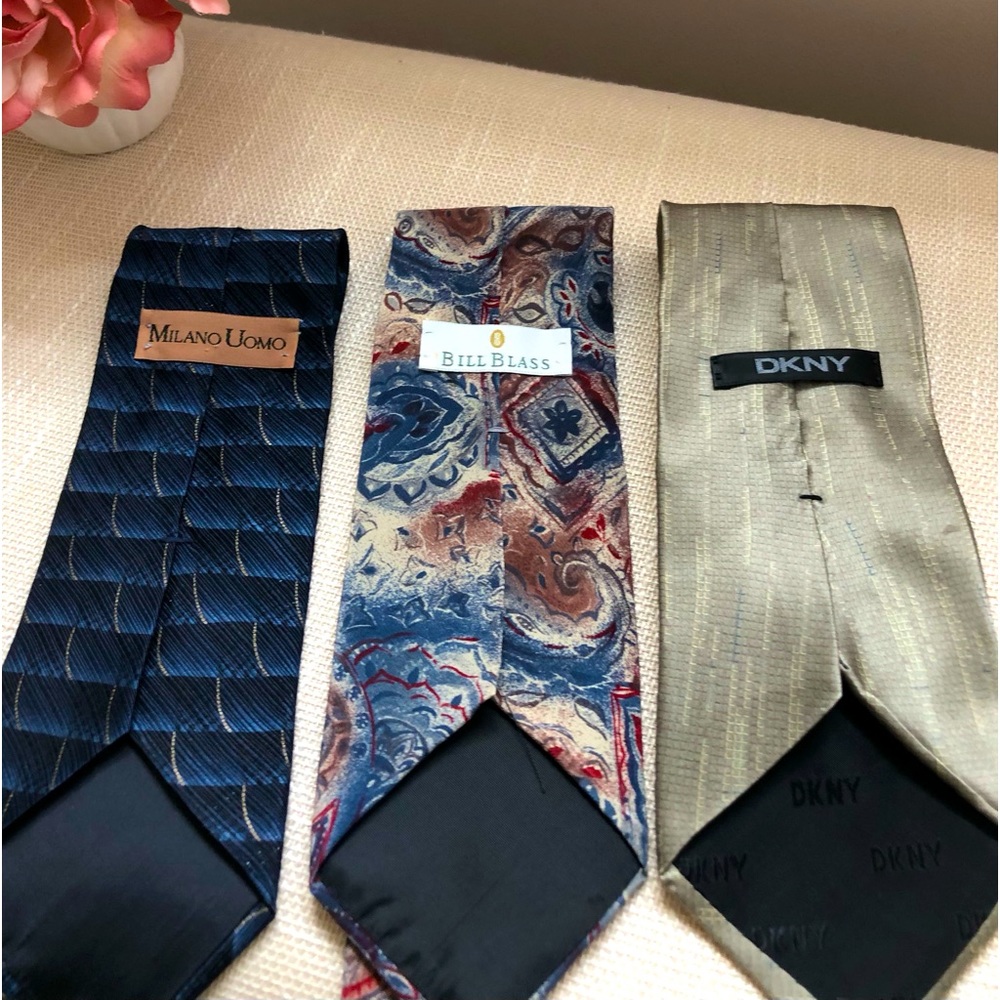 Bundle of Men’s Neckties (3) DKNY ~ Bill Blass ~ Milano Uomo - Picture 2 of 2